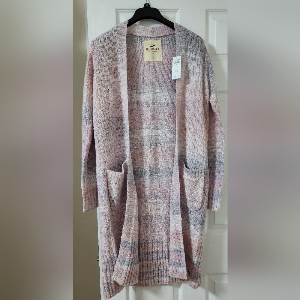 Hollister Pink and Gray Cardigan